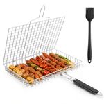 Newthinking BBQ Grill Basket for Vegetable and Fish, Stainless Steel Folding Barbecue Fish Cage with Detachable Handle for Fish Vegetables BBQ Party