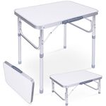 Hibtn 2ft Folding Camping Table, Portable Foldable Picnic Tables for Outdoor Indoor Garden, BBQ Desk Aluminium Carry