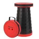 Trimming Shop Heavy Duty Foldable Collapsible Telescopic Stool, Portable & Adjustable Pop Up Stool Plastic Seat for Camping, Fishing, BBQ, Hiking, Indoor/Outdoor Use, 440lbs Load Capacity - Red