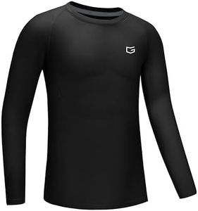 G Gradual Boys Youth Compression Shirt Long Sleeve Football Baseball Undershirt Quick Dry Sports Base Layer for Boy(Black,M)