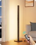 EDISHINE Wooden LED Corner Floor Lamp, Modern Standing Light with Remote, Minimalist Dimmable Floor Lamps for Living Room, Bedroom, Office, 7 Color Temperature 2700~6000K, 48.43"