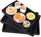 AKKAJJ Bamboo 3 Pack Serving Tray Kitchen Food Tray with Handles Serving Platters Tray Great for Dinners Party,Tea Bar, Table Breakfast Snack