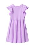 DaniChins Girl Casual Flutter Sleeve Dress with Pockets, Light Purple, 7