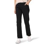 Lee Women's Relaxed Fit All Day Straight Leg Pant, Jet Black, 12 Petite