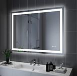 Amorho LED Bathroom Mirror, 48"x 32" with Front and Backlight, Stepless Dimmable Wall Mirrors with Anti-Fog, Shatter-Proof, Memory, 3 Colors, Double LED Vanity Mirror