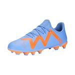 PUMA Unisex-Child Future Play Firm Artificial Ground Sneaker, Blue Glimmer-white-ultra Orange, 2.5 Big Kid