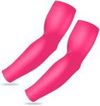 Sports Compression Arm Sleeves for Men & Women - Youth, Kids Arm Sleeve Baseball - Volleyball Sleeves & Basketball Sleeve, Fuchsia Pink, Adult Medium