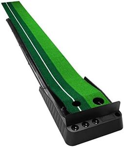 Portable Golf Putting Green Mat with Automatic Ball Return Way and Ball Dam Board, Mini Golf Practice Training, Game and Home, Office, Outdoor Use, 3 Bonus Balls for Free