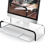 AboveTEK Premium Acrylic Monitor Stand, Large Size Monitor Riser/Computer Stand for Home Office Business w/Sturdy Platform, PC Desk Stand for Keyboard Storage & Multi-Media Laptop Printer TV Screen