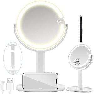 MIYADIVA Lighted Makeup Mirror 20X Magnifying Mirror With Light