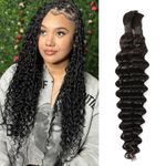 16 Inch Human Braiding Hair for Boho Braids Deep Wave Human Hair Bundles Human Hair Bulk Braid Extensions For Micro Braid No Weft Knotless Boho Braid Hair