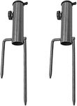 Waziaqoc 2 Pcs Patio Umbrella Steel Anchor, Heavy Duty Metal Umbrella Stands, Ground Grass Screw Holder Base with 2 Forks for Flag, Fishing Rod, Outdoor, Park, Lawn