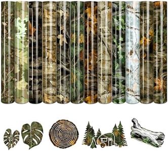 Tintnut Nature Tree Leaf Heat Transfer Vinyl - 12 Sheets 12"x10" Tree Leaf Patterned Iron on Vinyl for DIY T-Shirts, Apparel & Craft Projects, Compatible with All Cutting Machines