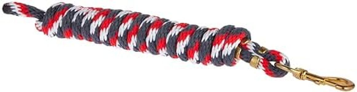 Weaver Leather Poly Lead Rope with a Solid Brass 225 Snap, Graphite/Red/White, 10-feet