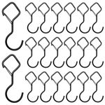 Teokantz 20 PCS 10cm S Hooks with Safe Buckle, Black S Hooks Heavy Duty, Metal S Hooks for Hanging Clothes Handbag Plants Kitchen Ware