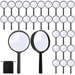 Elcoho 48 Pack Handheld Magnifier Plastic Magnifying Glass for Reading Jewelry Home Office Desk Accessories with Storage Bag