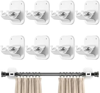 Adhesive Curtain Rods No Drilling Holder 40LB, No Drill Curtain Rod Brackets,Renter Friendly Curtain Hooks for Hanging Drapes,Over Blinds for Dorm Apartment Kitchen Bedroom Home Bathroom