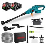 Cordless Pressure Washer Battery High Cleaner - Portable Power Washers for Car with 2 Batteries 80 Bar/1200PSI 6-in-1 multi-spray nozzle Mobile High-Pressure Jet Wash