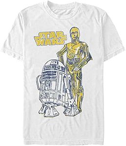 STAR WARS Men's Oversized Droid Friends T-Shirt, White, X-Large