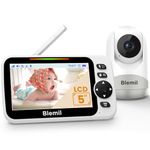 Blemil 5" Split-Screen Baby Monitor with 30-Hour Battery, Large Video Baby Monitor with Camera and Night Vision, Remote Pan/Tilt/Zoom Camera, Two-Way Talk, Lullabies, No WiFi,Up to 1000ft