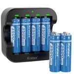 Kratax 1.5V AA Rechargeable Lithium Batteries,3500mWh High Capacity Double AA Li-ion Battery,1600Cycles,Coustant Output for Household Office Device (8*AA Batteries with Black USB Charger)