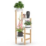 Wisuce Bamboo Plant Stands Indoor, 4 Tiered Tall Corner Plant Stand Holder Multiple Shelf Flower Tables for Garden Indoor Home (4 Tier)