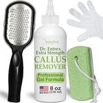 Dr. Entre's Callus Remover Kit for Feet: 8oz Callus Remover Gel, Foot File, Pumice Stone, 5 Glove Pairs for Gel Application, Pedicure Tools, Scrubber