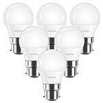 B22 LED Light Bulbs, 6 Pack, ANWIO 470Lm G45 B22 4.5W Equivalent 40W, 6500K Daylight/Cool White, Non-Dimmable LED Light Bulb