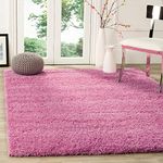 Carpetify Shaggy Rectangular Carpet Plain Anti Skid Rugs For Bedroom Living Room 4X6 Feet Microfiber 2 Inch Pile Height Floor Rug Baby Pink