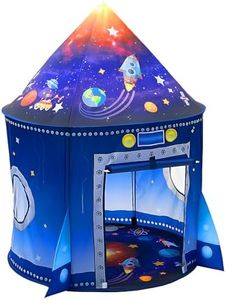 Rocket Ship Play Tent for Kids, Astronaut Spaceship Space Themed Pretend Playhouse Indoor Outdoor Games Party Children Pop Up Foldable Tent Birthday Toy for Boys Girls Toddler Baby