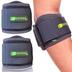 SENTEQ Elbow Brace 2 Packs Support Strap for Tendonitis and Forearm Pain Relief. Tennis & Golfer's Elbow Band with Dual Later Compression, Gel Pad and Extra Wide Adjustable Strap