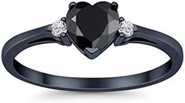 Blue Apple Co. Wedding Engagement Heart Created Opal Promise Ring CZ 925 Sterling Silver