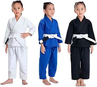 JUST YEARN Kids BJJ GI, Youth IBJJF Children’s Students Brazilian Jiujitsu Gi kimono Pre-washed Fabric Belt Not Included., White, M1