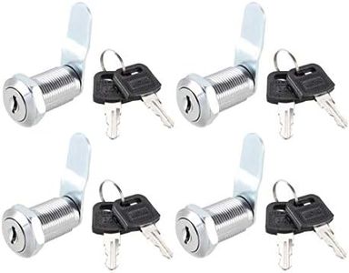 uxcell Cam Lock 1-1/8" Cylinder Length Cabinet Locks with No.4 Cam, Fits for 7/8" Max Thickness Panel, Keyed Different 4Pcs