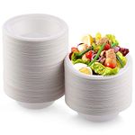 Fuyit 150 Count 12Oz Disposable Bowl, Compostable Biodegradable Sugarcane Bassage Fiber Eco-Friendly White Party Paper Bowls, Heavy-Duty and Microwave Safe for Chili & Soup