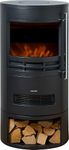 Sureflame Dunston Round Electric Stove with Log Storage in Black with LED Flame Effect and Thermostat