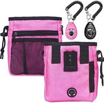 STMK Dog Treat Pouch Dog Clicker Training Kit, Dog Training Treat Pouch Dog Clicker for Training, 3 Ways to Wear Easily Carries Treat Pouches for Pet Training (Pink)