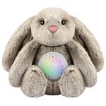 Meero London AKT12R Rabbit Plush Toy, Night Light, Sleep Timer, Plush Toy Baby Sleep Soother with Night Twinkle Stars Projector with 15 Musical Lullabies-Unisex-Gift Pack