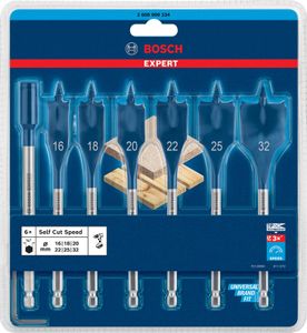 Bosch EXPERT 7-Piece Spade Drill Bit Set – 16–32mm for Softwood