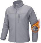 TACVASEN Men's Fleece Lined Jackets Wind Breaker Jackets for Men Softshell Jackets Full Zip Windbreaker Coats Lightweight Warm Hunting Jackets Light Grey,2XL