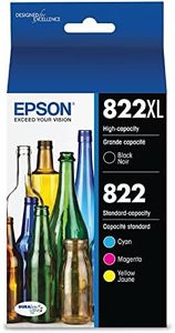 EPSON 822 DURABrite Ultra Ink High Capacity Black & Standard Colour Cartridge Combo Pack (T822XL-BCS) Works with Workforce Pro WF-3820, WF-3823, WF-4820, WF-4830, WF-4833, WF-4834