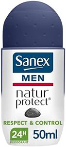SANEX - Déodorant à Bille Men Natur Protect Respect & Control - Déodorant pour Homme à la Pierre d'Alun - Efficacité 24 h - 50 ml -