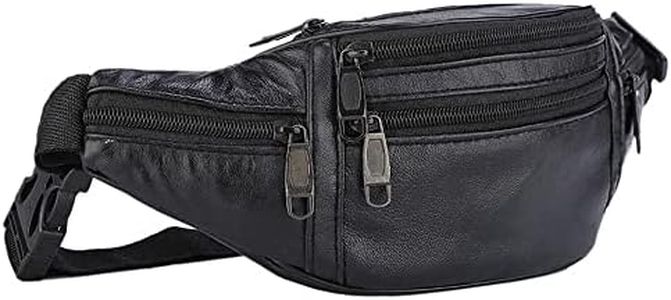Waist Chest Bag, Leather Fanny Pack, Men and Women Money Belt Bag, Outdoor Cross Body Sports Pouch for Travel, Walking, Running, Hiking, Cycling, black, 31*12*6cm (12.2*4.72*2.36inch)
