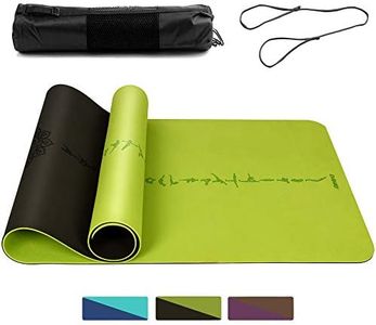 DAWAY Eco Friendly TPE Yoga Mat - Y9 Wide Thick Workout Exercise Mat, Non Slip Grip Pilates Mats, Body Alignment System, Tear Resistant, with Strap & Bag, 72"x 26" Thickness 1/4", 1 Year Warranty