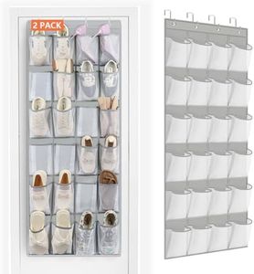 FENTEC 2 Pack Over the Door Shoe Organizer Hanging Shoe Organizer for Closet, Space Saving Mesh Large Pocket Shoe Storage and Organizer with 24 Packets, Shoe Holder for Apartments Garages, Gray
