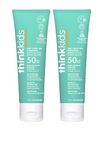 Thinkkids Safe Mineral Sunscreen SPF 50 plus, 3 Fl Oz, Natural Sunblock for Children - Water Resistant Sun Cream –Vegan Sun Screen, (Pack of 2 units)