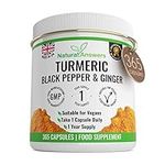 365 Turmeric, Black Pepper & Ginger Capsules - High Strength Turmeric 365 Vegetarian Capsules (1 Year Supply) – Vegetarian Supplement Made in The UK by Natural Answers