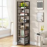 Tribesigns 6-Tier Corner Shelf, 75 Inch Tall Narrow Bookshelf Storage Rack, Etagere Shelves Display Stand for Small Spaces, Open Bookcase Corner Square Shelf Tower for Living Room Bathroom