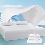 Breescape Cooling Comforter Set - Ultra Comfort 3pcs with Twin XL Size Cooling Blanket, Wrinkle-Free Deep Pocket Fitted Sheet, 1 Breathable Pillowcase for Skin and Hair Bedding Set, Snow White
