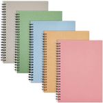 Paper Junkie 5 Pack Spiral Journal - Small Notebooks Bulk 6" x 8" with 120 Lined Pages for Work, Students, School, Writing (5 Colors Kraft Paper Covers)